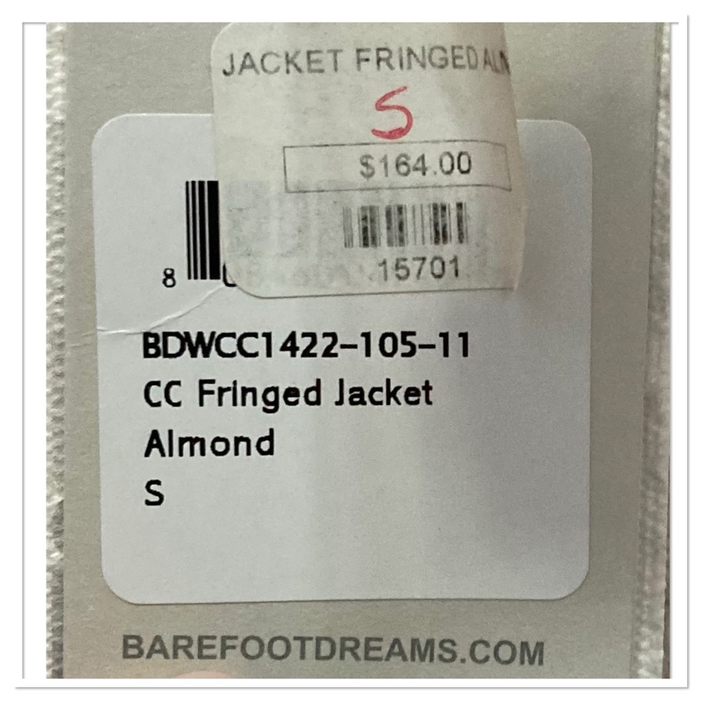 NWT Barefoot Dreams Cozy Chic Fringed Jacket Almond Size Small - Picture 9 of 10